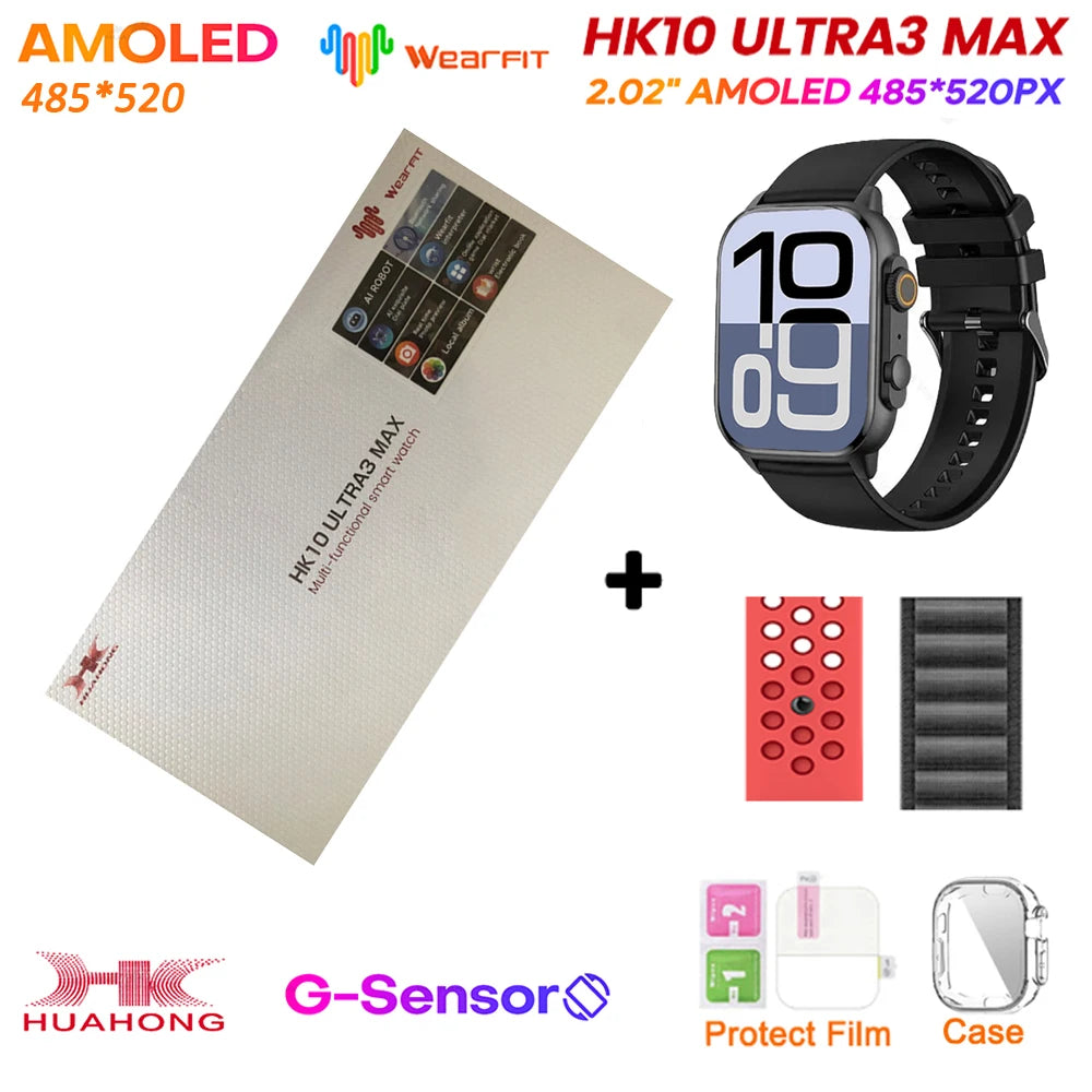 Original HK10 Ultra 3 MAX SmartWatch 2025 For Man Women 49mm HD AMOLED 4GB ROM AI ROBOT NFC GPS Smart Band Watch For IOS Android