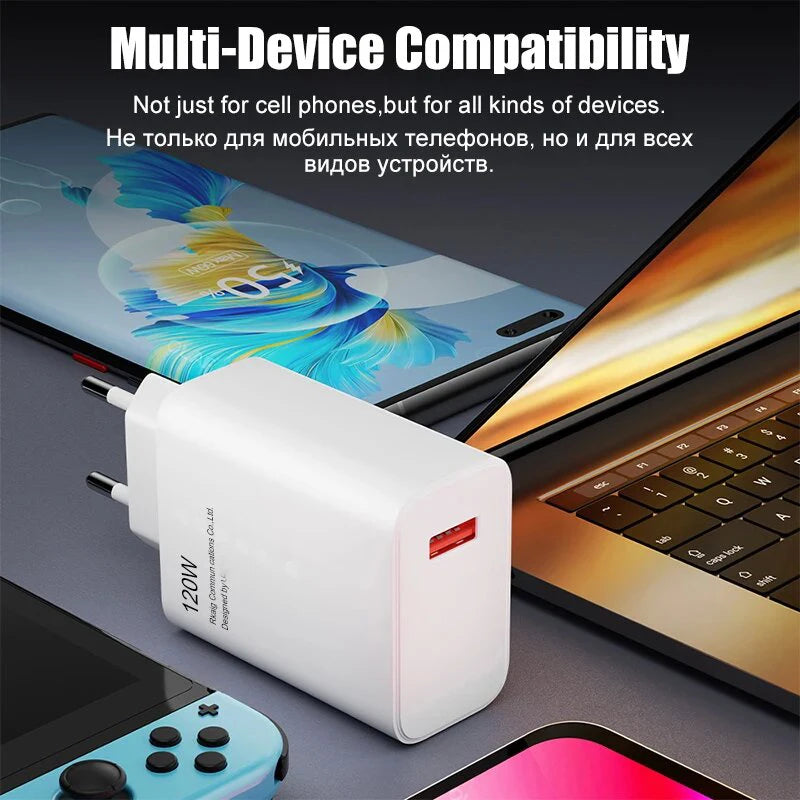 Oiginal 120W Charger Turbo Fast Charge Eu/Us Hypercharge Adapter for Xiaomi Redmi Note 11 12 13 Pro Plus 5G Mi 14 13 13T Cable