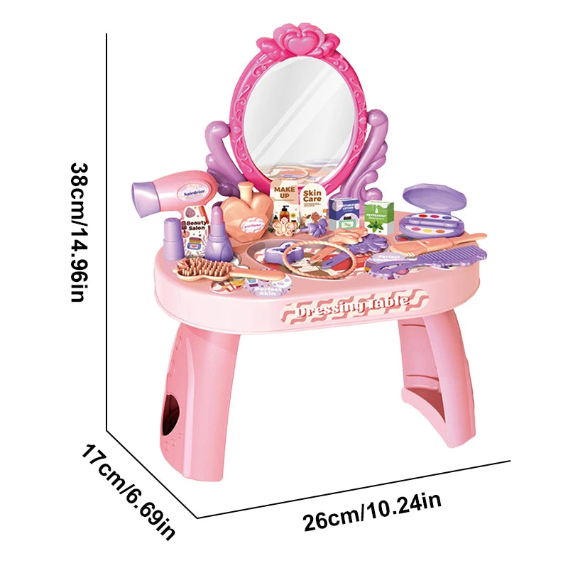 30pcs Kids Dressing Table Toy Girl Simulation Home Makeup and Makeup Jewelry Box Pretend Play Toys for Children Birthday Gift