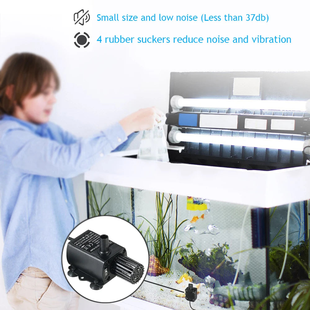 Ultra-quiet Mini DC12V 10W 400L/H Lift 400cm Brushless Water Pump 5.5*2.1mm Female Submersible with Flow Adjustment Function