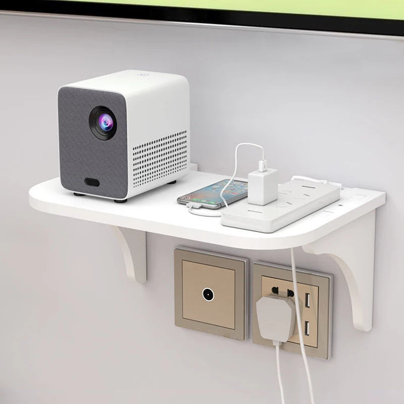 Wall Mount Floating Shelf with Hook Router Camera Power Strip Projector Set Top Box Hanging Storage Holder Home Office Organizer