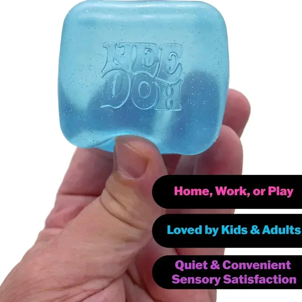 Schylling NeeDoh Complete Fidget Toy Super , Popsicle/Jellyfish/Ice Cube/Fuzz Ball Slow‑Rebound Squish Toys for Kids & Adults