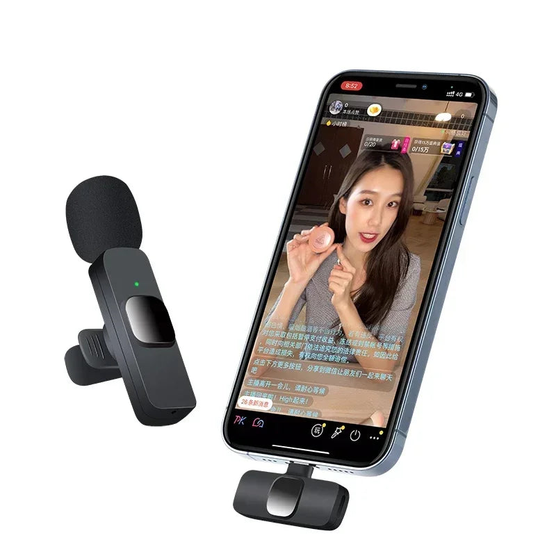 Wireless Lavalier Microphone 2.4G Mini Portable Audio Video Recording Mic for iPhone Android Live Broadcast Gaming