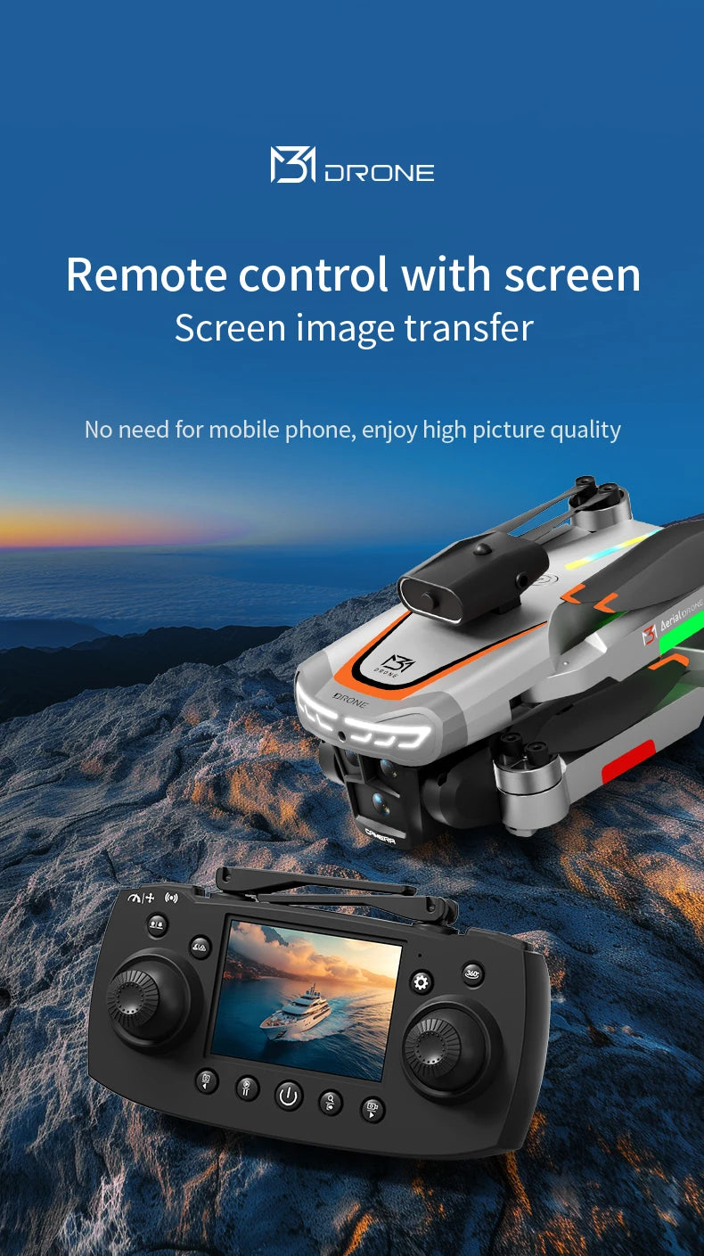 New Obstacle Avoidance M3 Drone Brushless Motor Helicopter Optical Flow Hovering GPS 8K 3 Camera Foldable Quadrotor Aircraft Toy