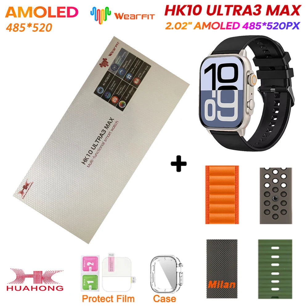 Original HK10 Ultra 3 MAX SmartWatch 2025 For Man Women 49mm HD AMOLED 4GB ROM AI ROBOT NFC GPS Smart Band Watch For IOS Android
