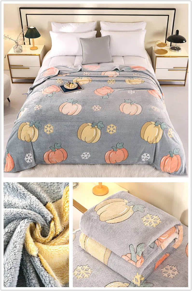 1pc Floral Style Warm Bedspread Fleece Blanket Plaid Travel Shawl Sofa Nap Blankets Home Bedsheet Manta