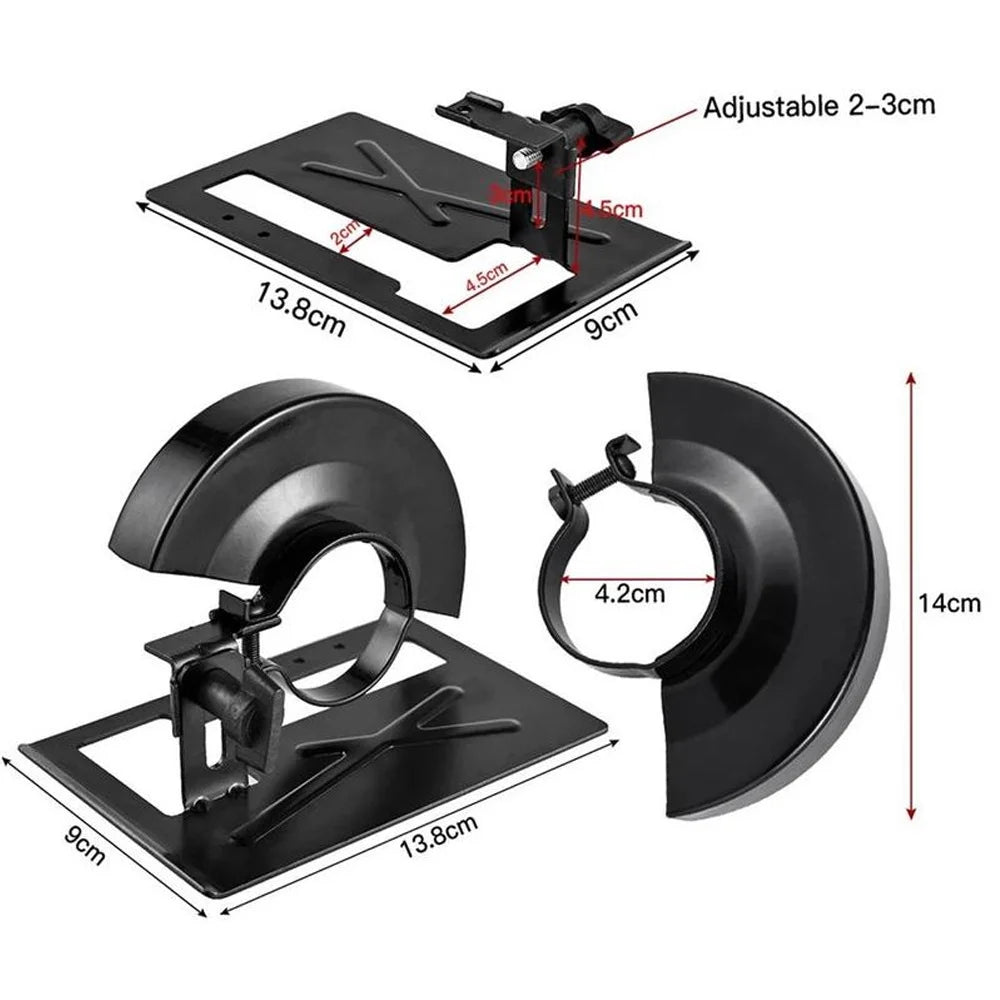 4 Inch Angle Grinder Safety Protective Cover Safety Covers+ Angle Grinder Base Holder Bracket Set for DIY Woodwoking Tools