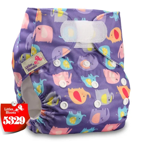 [Littles&Bloomz] Baby Washable Reusable Real Cloth STANDARD Hook-Loop Pocket Nappy Diaper Cover Wrap, suits Birth to Potty