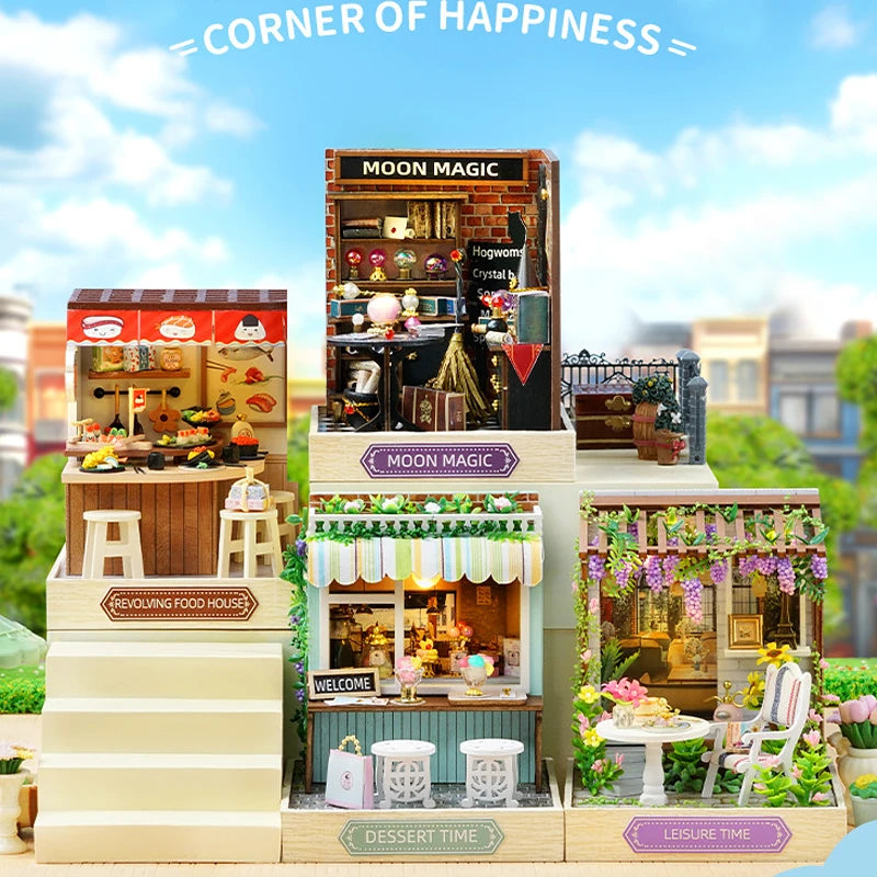 Mini Doll House DIY Small House Kit 3D Puzzle Assembly Model Building Room Bedroom Decoration With Dust Cover Wooden Craft Gifts
