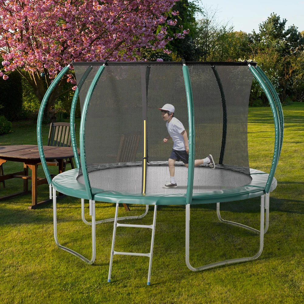 【Breeins】Outdoor Enclosure Trampoline with Ladder Exercise Workout Rebounder Sport Trampoline Handle Adults Jumping Training
