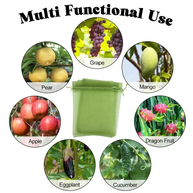 50/100 Fruit Protection Bags Anti-Bird Garden Netting Bags Strawberry Grapes Mesh Bag Plante Vegetable Netting Cover Garden Tool