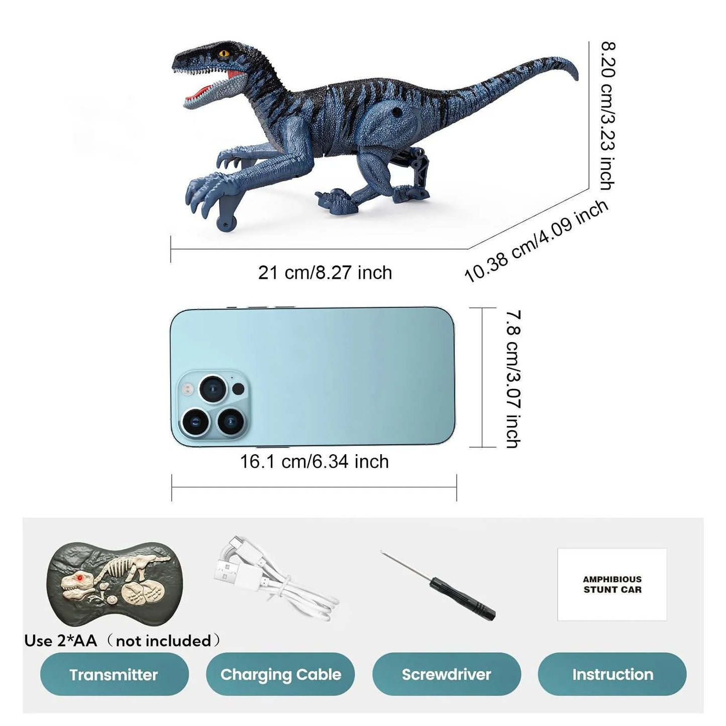 2.4GHz Remote Control Dinosaur, Simulation Walking Velociraptor Robot Toy, Electronic RC Dinosaur Toys, Gift for Boys Girls