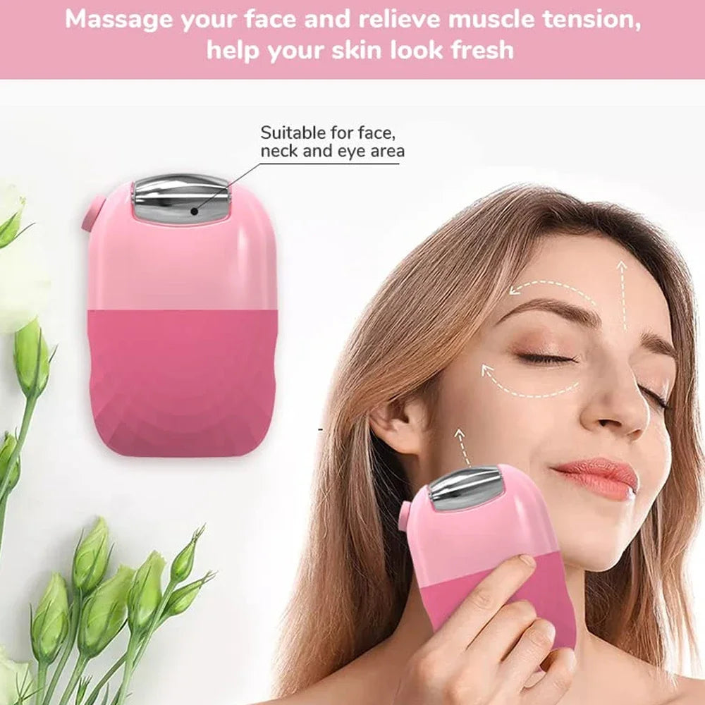 2 In 1 Ice Facial Roller Gua Sha Puffiness Roller Lifting Contouring Tools Ice Cube Trays Ice Balls Face Massager Beauty Care