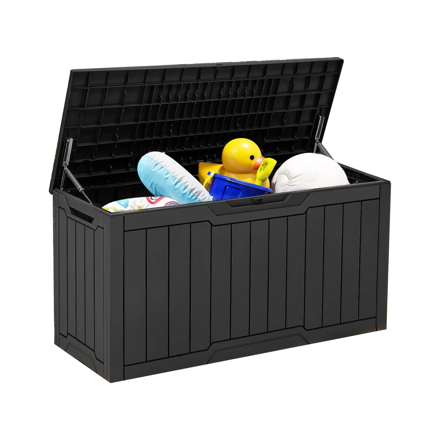 300L Resin Outdoor Storage Box, Waterproof Lockable Deck Box with Handles, All-Weather Patio Organizer for Cushions & Gear