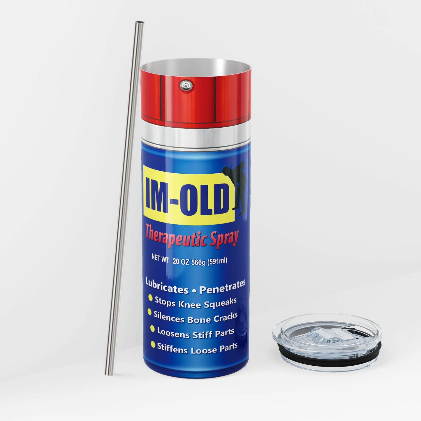 20oz tumbler 600ml Spray Can Tumbler with Lid & Stainless Straw | WD-40 Inspired & IM-OLD Parody Insulated Mug