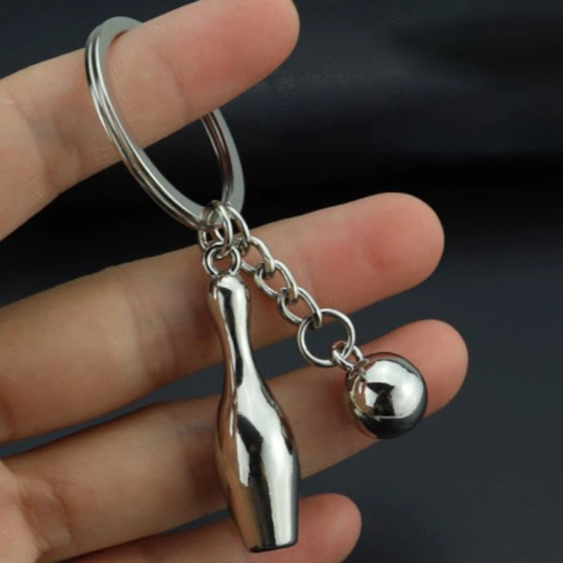 Creative Alloy Bowling Ball Pendant Car Key Ring Purse Bag Ornament Keychain Sports Lover Club Gift Bowling Ball Pendant