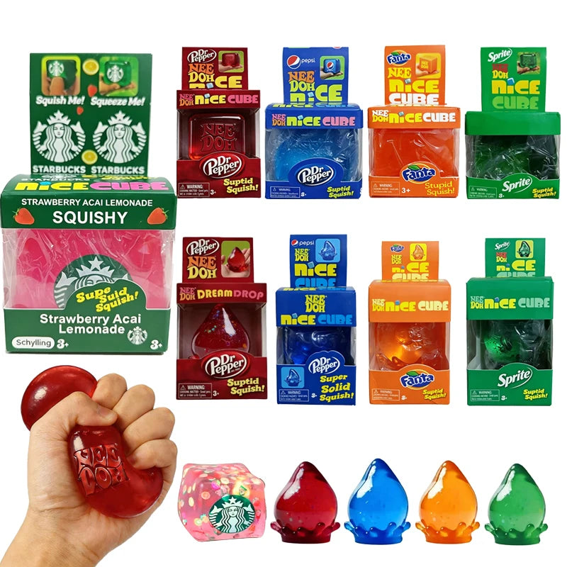 Needoh Nice Cube Dream Drop Jelly Cube Squish Toy Slow Rebound Desktop Ornament Non-toxic Antistress for Adults Kids Relax Gift