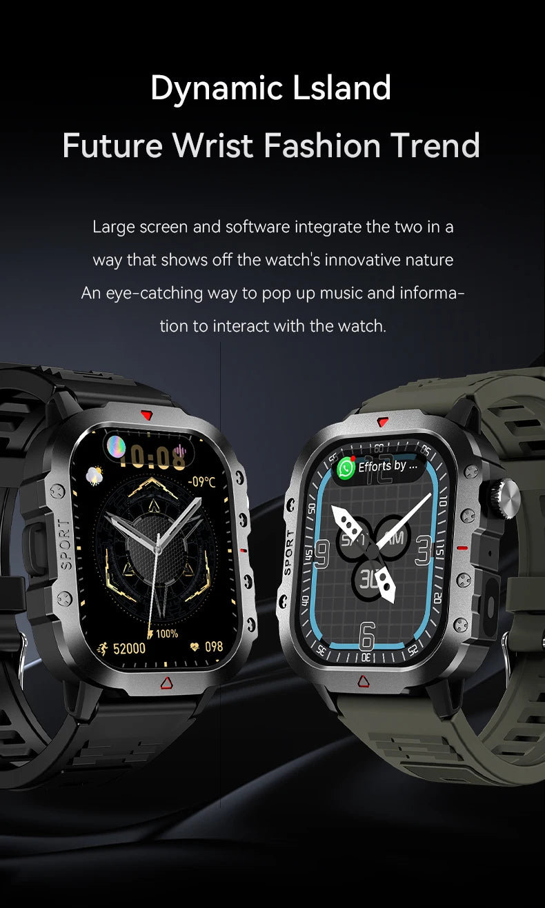 2026 New Smart Watch Men Bluetooth Calling Fitness Tracker LED Flashlight Sleep Monitor Sports Smartwatch For Android iOS