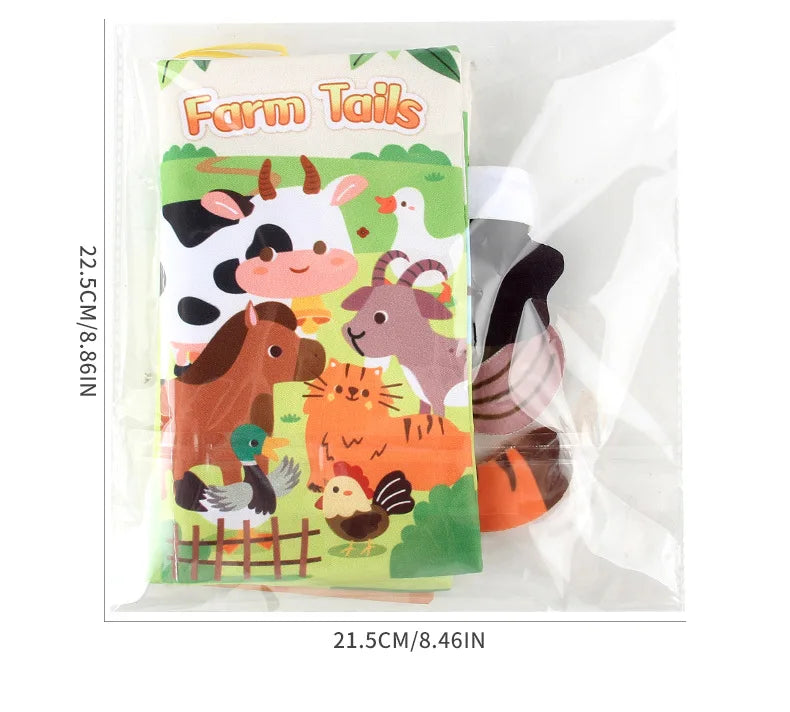 Baby Cloth Book Toys Cartoon Animals Tail  Educational Ringed Paper Cloth Book Toys Enlightenment Baby Toys 0-12 Months Gifts