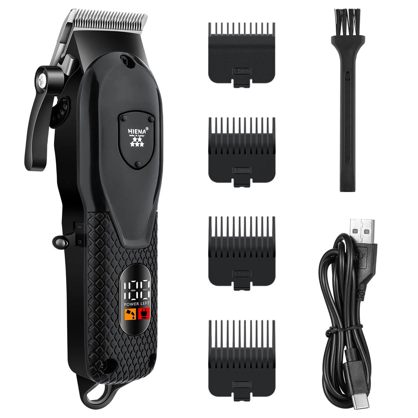HIENA Professional Barber Clippers UBS 5V1A Rechargeable Low Noise Hair Trimmer for Men Daily Hair Styling Use