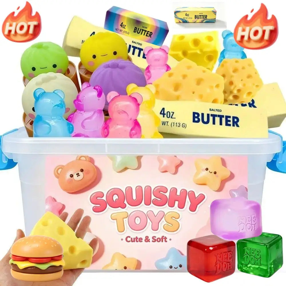 *Multi Slow-Rising Squishy, Random Includes: Cheese Squeeze Toys, Steamed Buns And Dumplings,Long Butter Bread,Bear Squishy Toys
