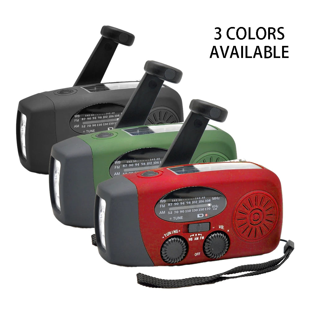 2000mAh high capacity rechargeable radio solar rechargeable emergency light outdoor camping flashlight waterproof portable light