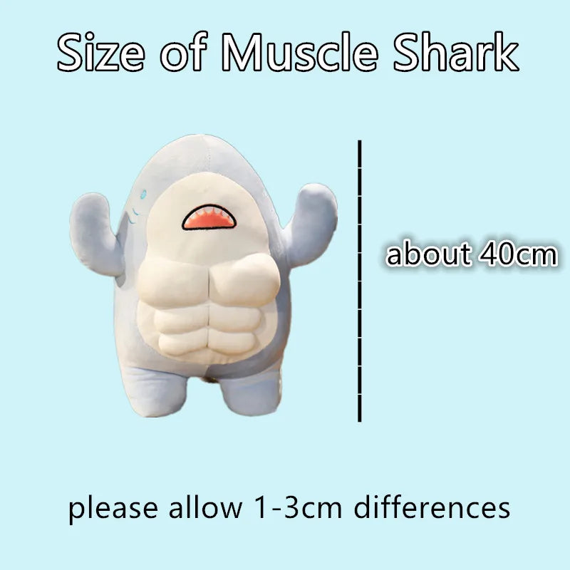 40CM Muscle Shark Plush Doll Cute Worked Out Shark Stuffed Cartoon Toys Strong Animal Pillow For Girl Boyfriend Gifts