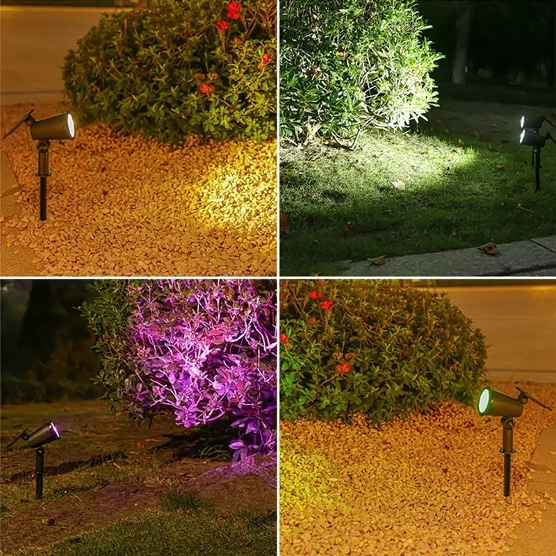 9 LED Solar Spot Lights Outdoor RGB Solar Landscape Lights IP65 Waterproof Brightness Adjustable for Garden Yard Palm Trees