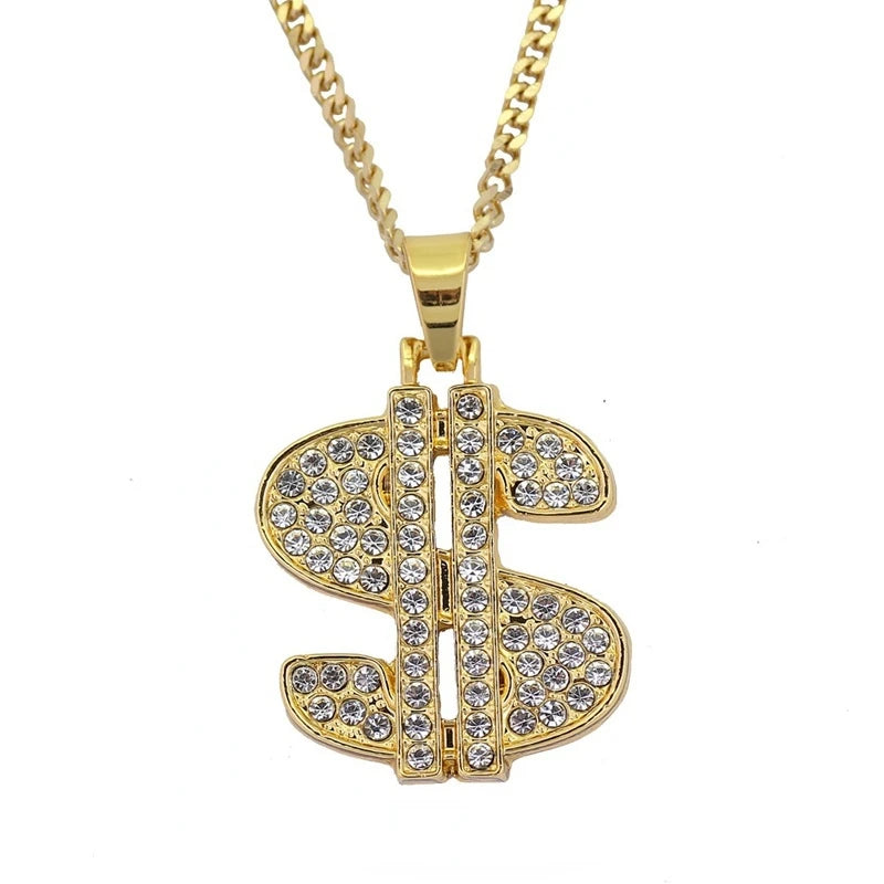 New Fashionable Metal Alloy Dollar Pendant Necklace for Men Exquisite Coin Symbol Chain On The Neck Accessories Trendy Jewelry