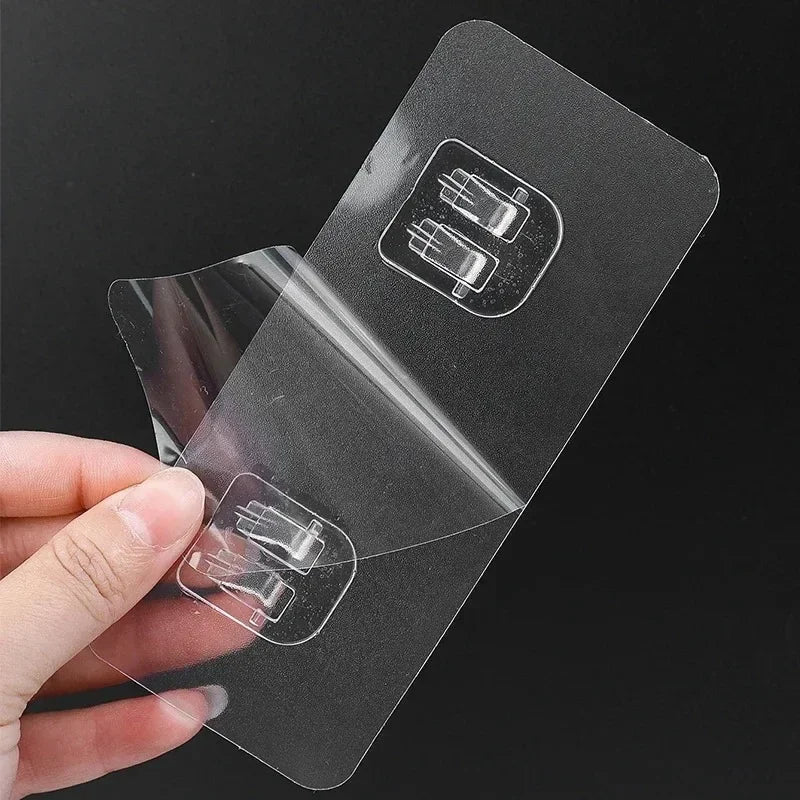 50-10Pcs Transparent Self-Adhesive Hooks Home Organization Storage Hook Waterproof Traceless Hanging Hook Kitchen Bathroom Hooks