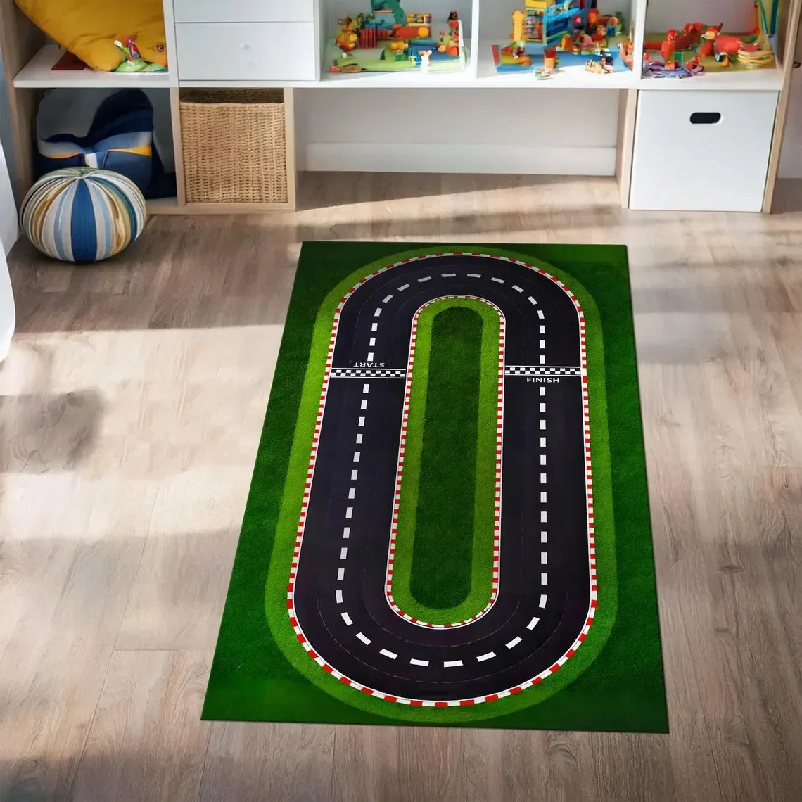 VIKAMA Cartoon City Transport Living Room Rug Children's Bedroom Playroom Mat Non-Slip Play Mat Crawling Mat Home Decor