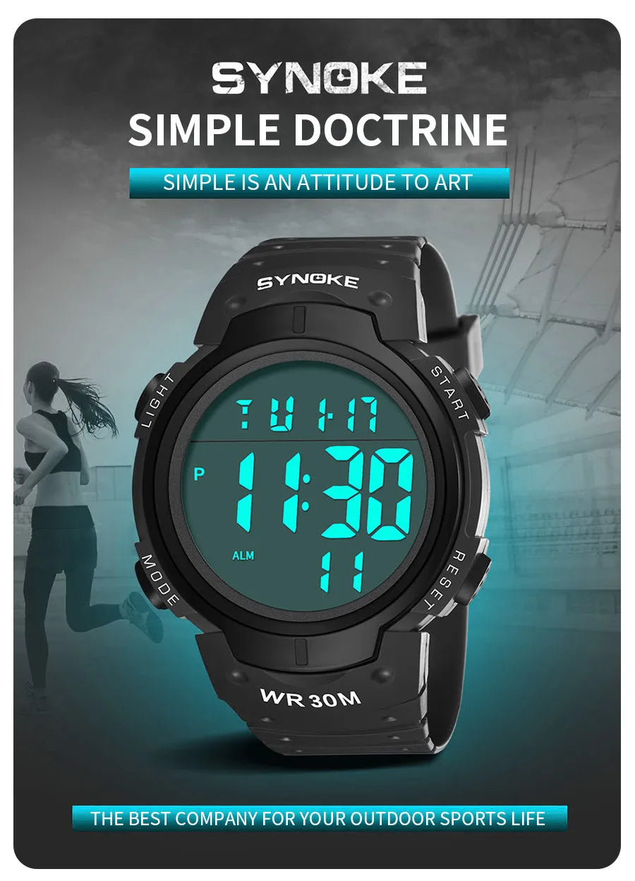 SYNOKE Outdoor Sport Watch 30M Waterproof Digital Men Fashion MultiFunction Waterproof Digital Watch Men