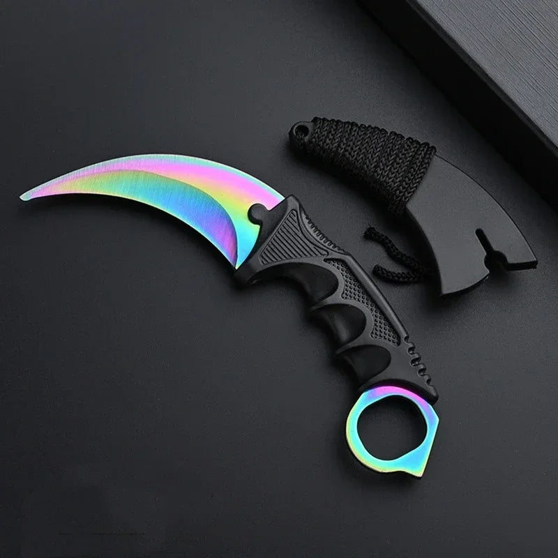 Unsharpened Safety Karambit Gift Knife Toy No Sharp Blade Cosplay Prop Plastic Training Knife for Role Play Game Collection