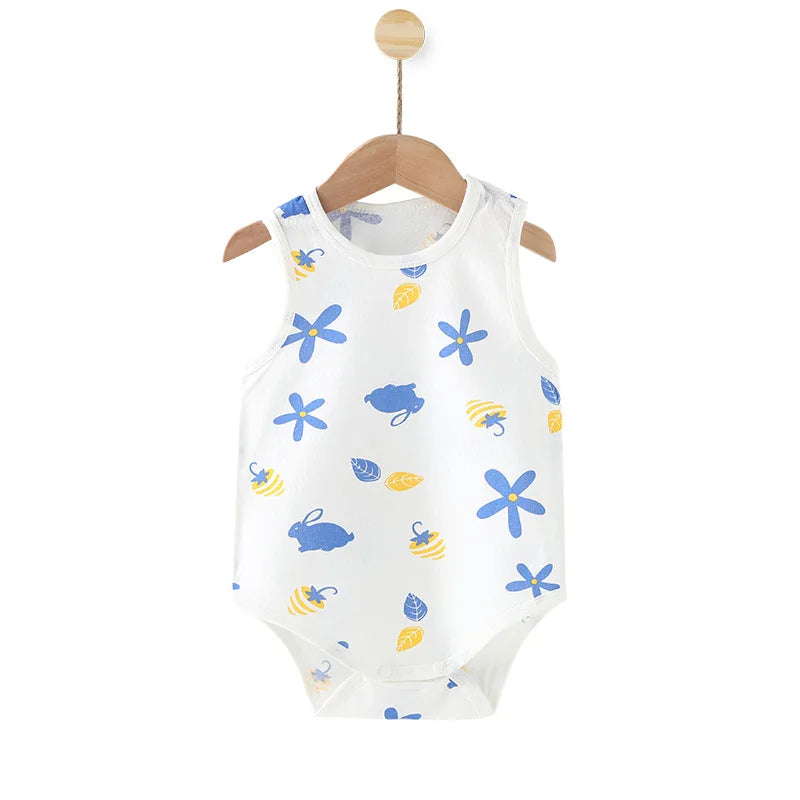 Baby Summer Pure Cotton Sleeveless Triangle Fart Clothes Newborn Thin Breathable Romper Newborn Crawling Clothes Jumpsuit