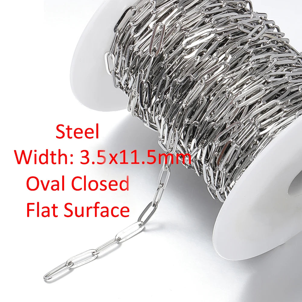 No Fade 2Meters Stainless Steel Chains for Jewelry Making DIY Necklace Bracelet Accessories Gold Chain Lips Beads Beaded Chain