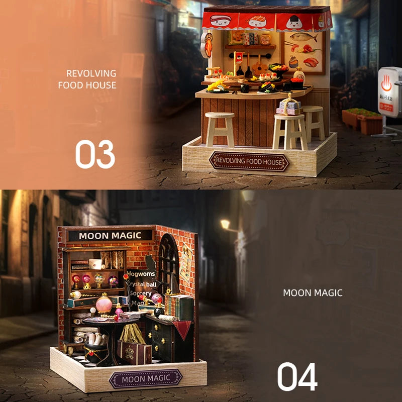 Mini Doll House DIY Small House Kit 3D Puzzle Assembly Model Building Room Bedroom Decoration With Dust Cover Wooden Craft Gifts