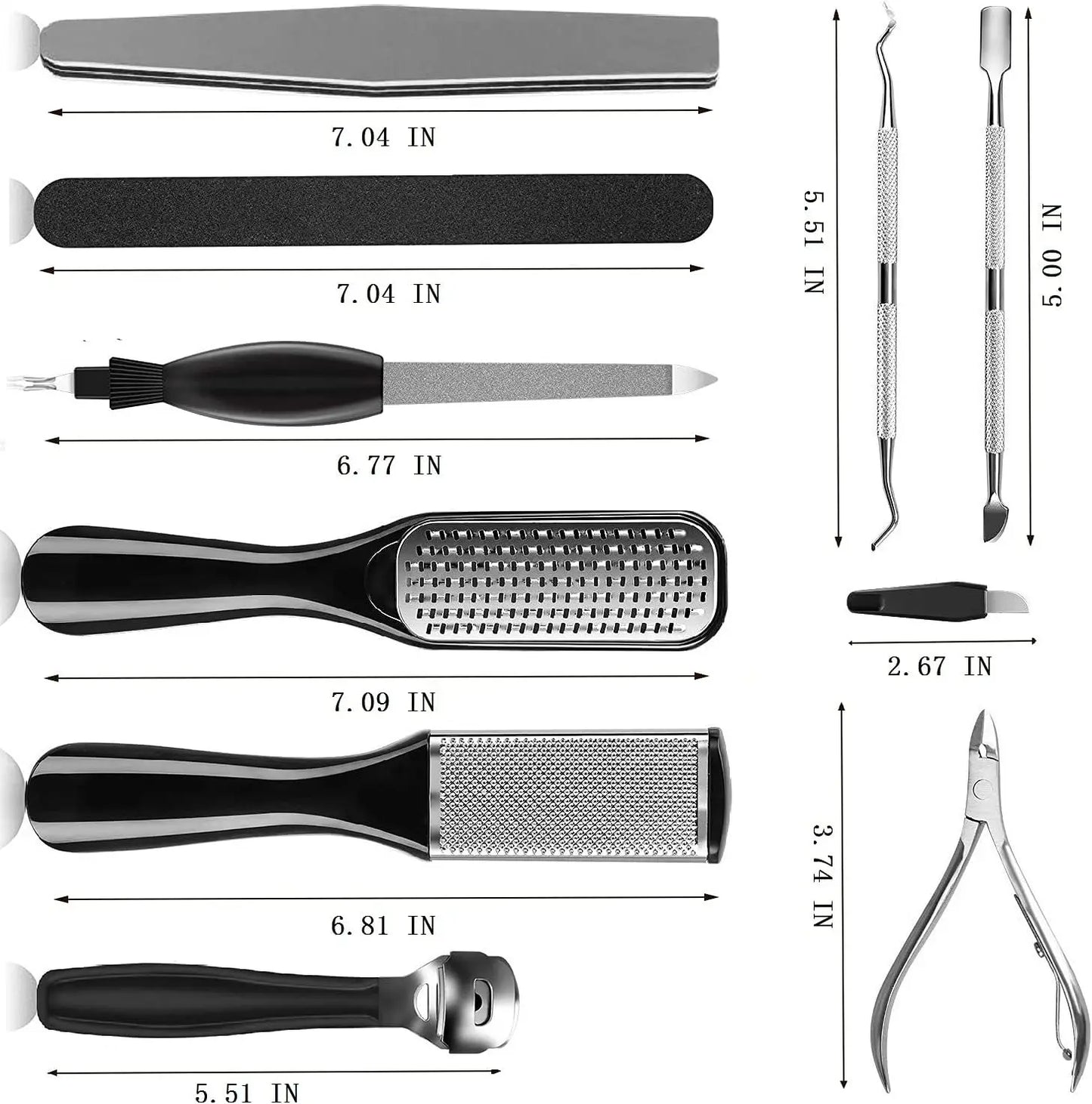 Pedicure Kit 8/10/15/23 in 1 Stainless Steel Professional Pedicure Tools Foot Rasp Peel Callus Dead Skin Remover  Care Pedicure