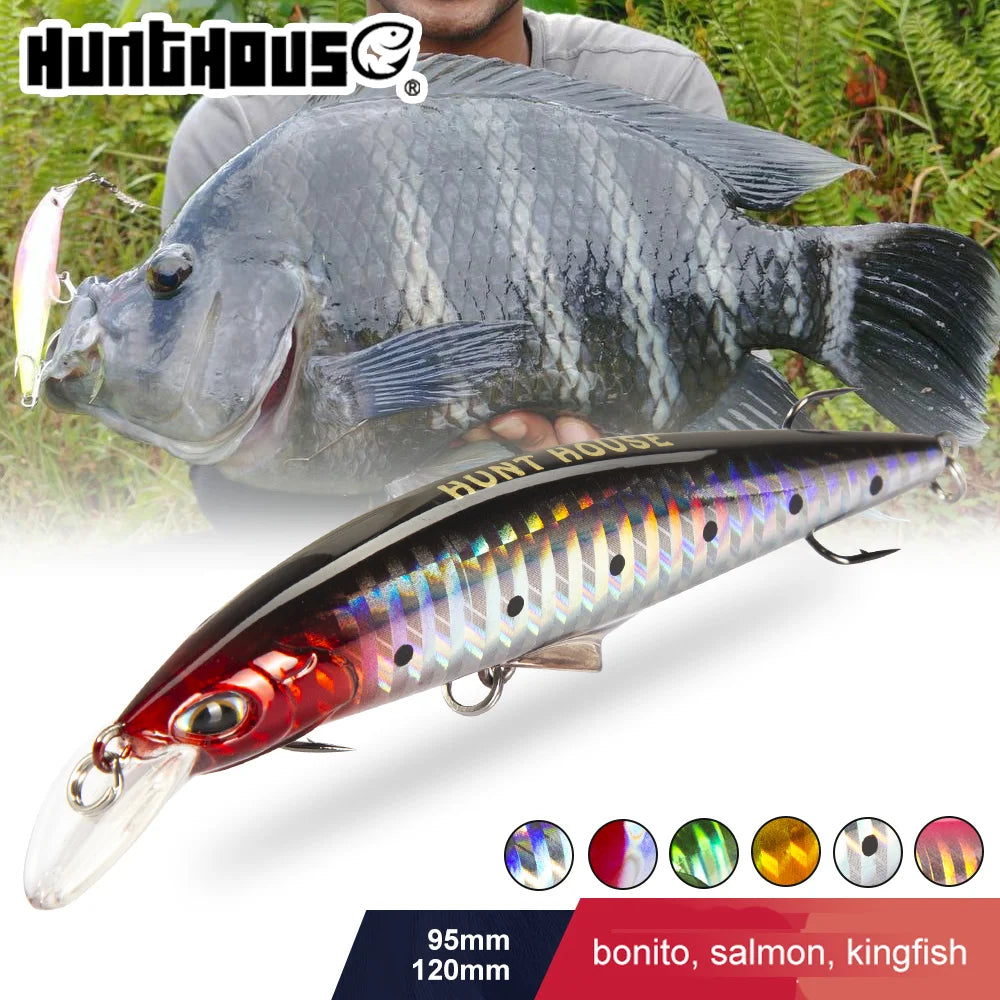 Hunthouse Sinking Minnow Fishing Lure Saltwater Small Hard Bait 95mm/28g 120mm /41g Artificial Mini Swimbait Leurre Pesca