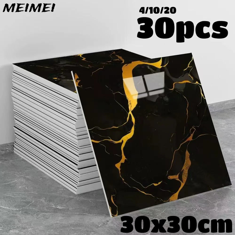 Waterproof Peel and Stick Marble Wall Tiles11.8x11.8 in Self Adhesive PVC Panels for Bathroom Kitchen and Living Room