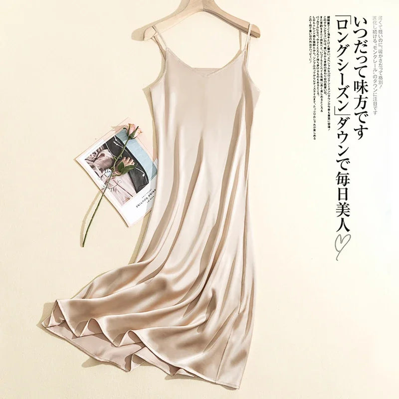 2024 Summer Chic Elegant Dresses For Women Adjustable Strap Satin  Long Birthday Party Dresses Maxi Beach Sundress Robe Vestido