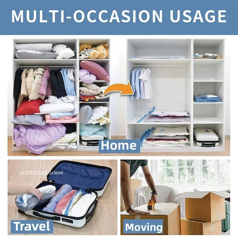 1-10pcs Thickened Vacuum Compression Bag,Transparent Quilt Vacuum Bags, Storage Bags, Household Clothing Storage and Sorting Bag