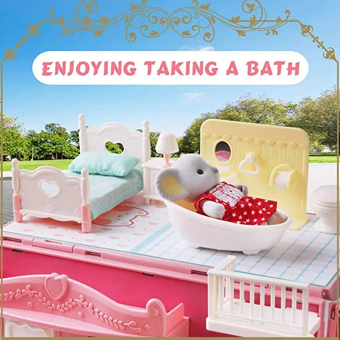 Dollhouse Koala Diary Girl Play House Toy Diy Tour Bus Bedroom Dresser Dining Kitchen Bathroom Shop Pretend Family Toys Girls