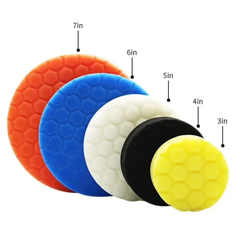 5PCS auto detailing pads polishing wheel for drill buffing kit 5/6/7 inch self adhesive polishing pad car wax applicator discs