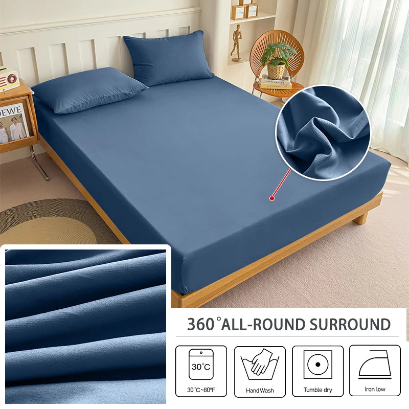 Summer Cooling Fitted Sheet Breathable Fabric With Elastic Band Solid Color Skin-friendly Fitted Sheet Cooling For Night Sleep