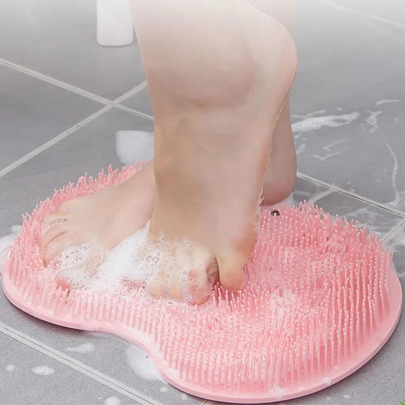 Exfoliating Brush for Feet Foot Wash Mat Brush Body Wash Scrubber in Shower Silicone Bath Massage Mat Back Brush Wall Mounted