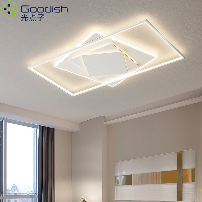 Modern Nordic Led Ceiling Light Square Minimalist Lamps for Kitchen Living Dining  Room Art Home Decoration Chandelier