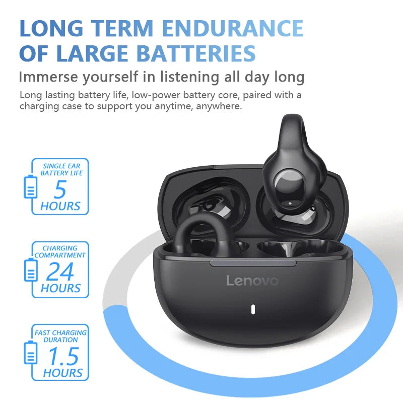 Lenovo EA420 Ear Clip Wireless Earphones TWS 250mAh Lasting Battery Life Bone Conduction Low Latency Headphone NEW for Outdoor