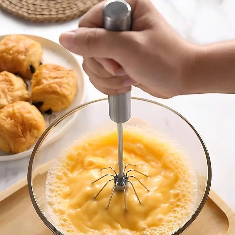 Semi-Automatic Egg Beater Stainless Steel Egg Whisk Manual Press Type Mixer Self Turning Egg Stirrer Kitchen Egg Tools