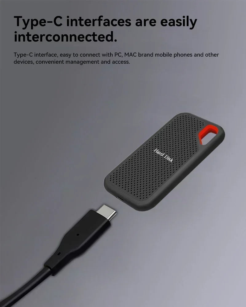 Slim Portable External SSD 128TB Hard Disk High Speed 4TB for Notebook Computer Reliable Storage Devices in 1TB and 16TB Sizes