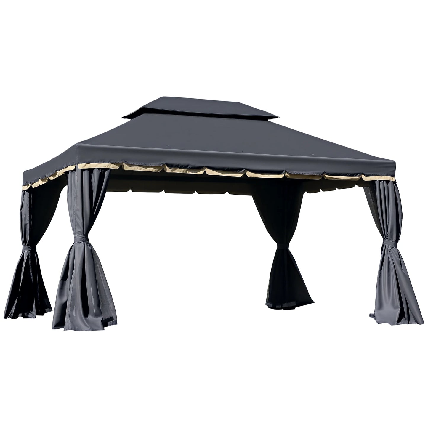 Outsunny 3 x 4m Aluminium Garden Gazebo, Marquee Canopy Shelter Pavilion Party Tent with Nets and Curtains
